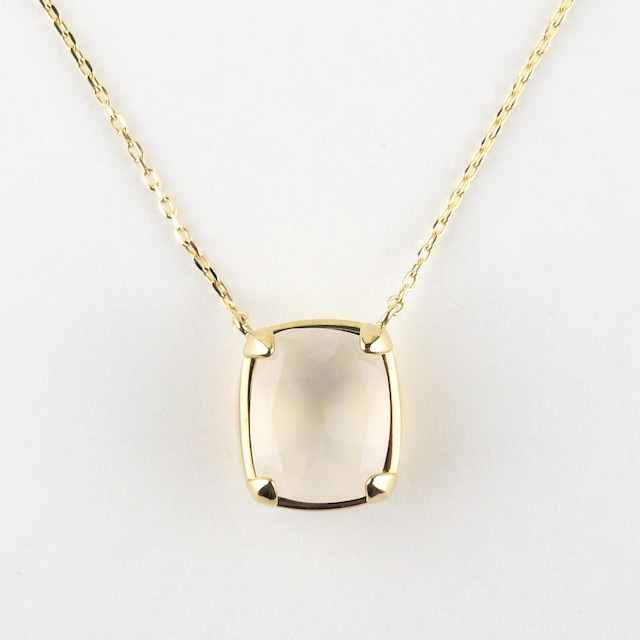 Calm rectangle necklace〈White quartz〉