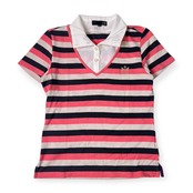 23区SPORT ニジュウサンクスポーツ 重ね着風 ボーダー 半袖シャツ ブラウス M/ピンク系 レディース ゴルフ