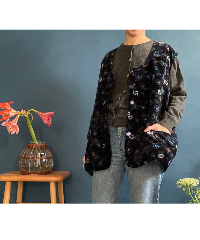 【ご予約分】80's velvet floral vest