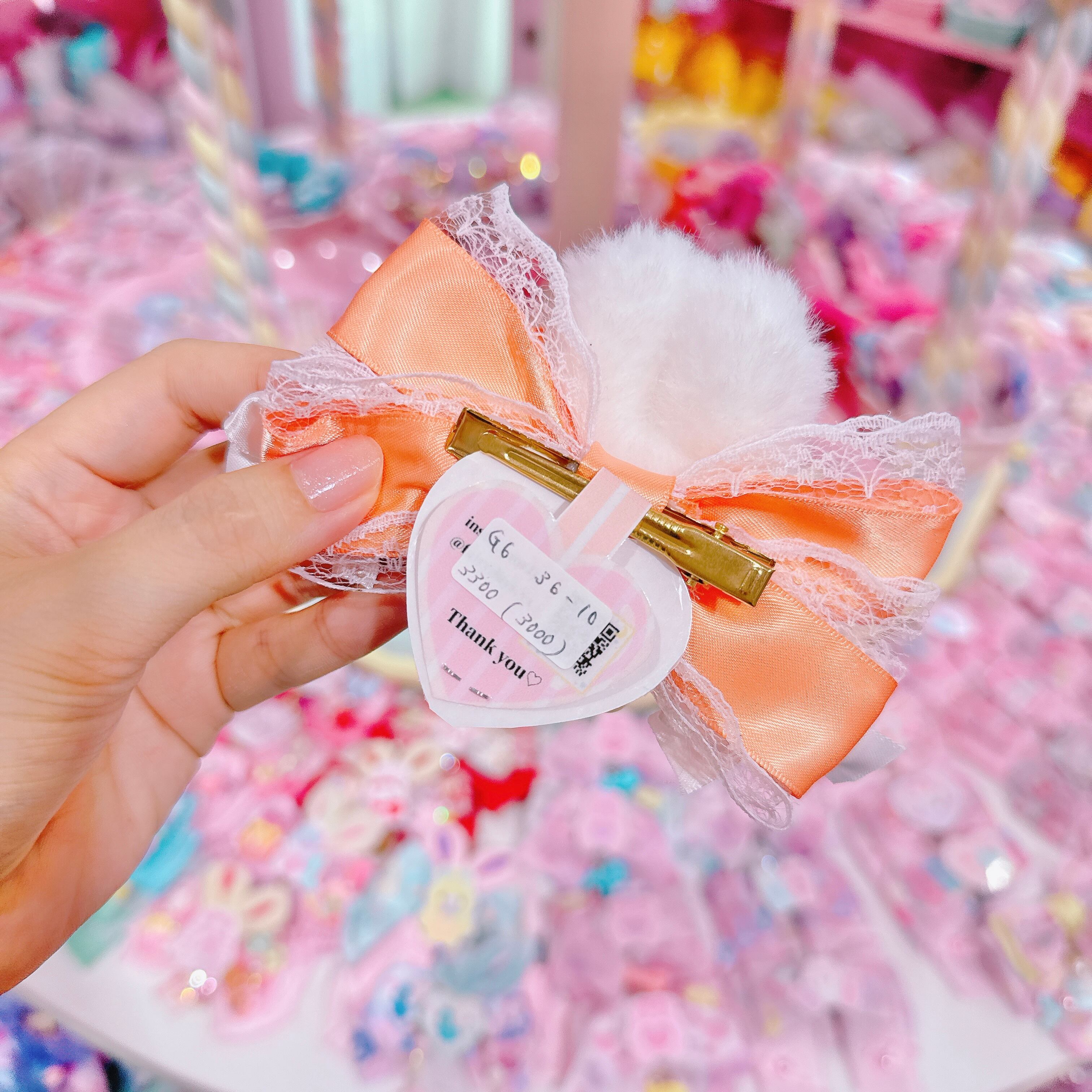 【G6】36-10パール付きレースリボンヘアクリップ