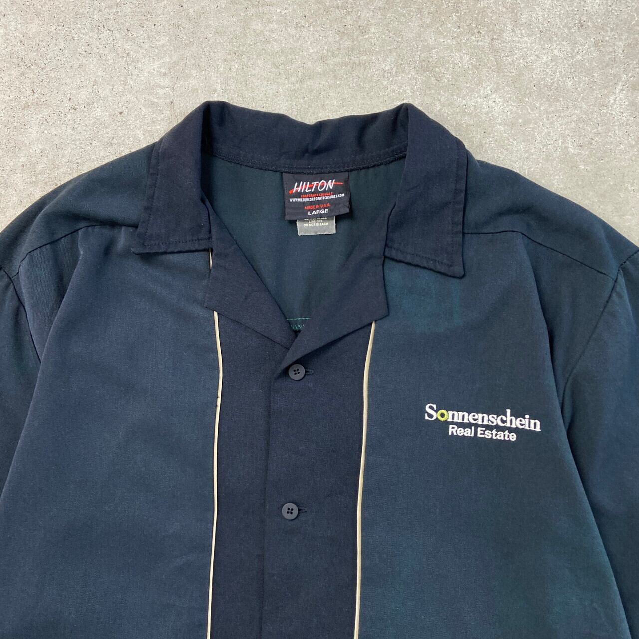 XL 古着 ヒルトン 半袖 ボウリング シャツ メンズ 00年代 グリーン