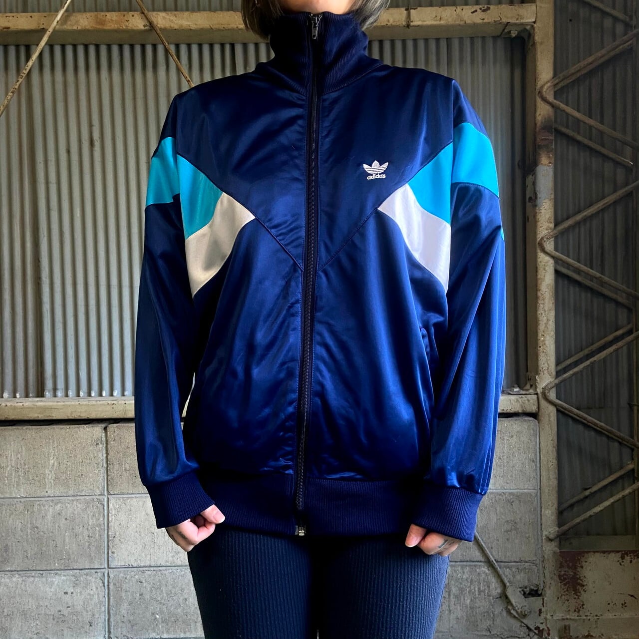 adidas アディダス デサント製 80s レア ハイネックトラックジャケット-