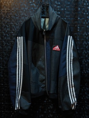 【ÆIEM】special" Original Re:make" denim patch work design stand neck track jacket