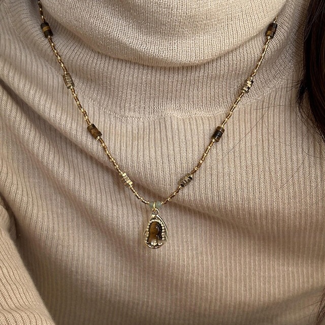 XIAN虎目石のレトロネックレス 3s