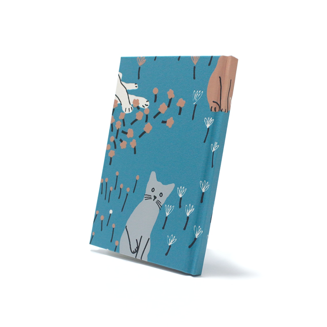 Multi-log note - 【ドット方眼・五段階評価】北欧ネコブルー / A6変形 / ハードカバーノート