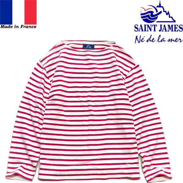 1点物◇フランス製セントジェームス白茶バスクシャツ長袖ロンTシャツ
