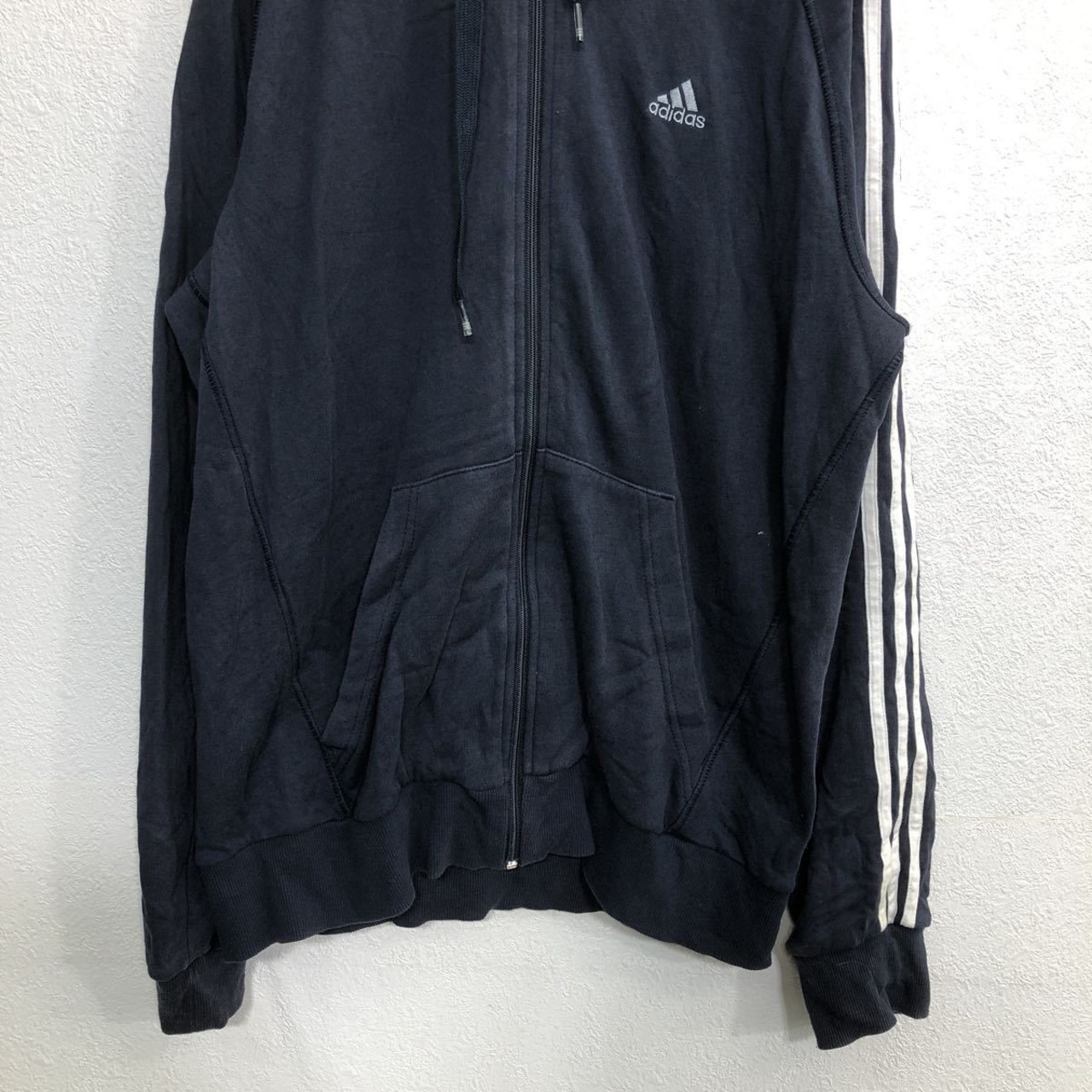 adidas ジップアップパーカー Mサイズ アディダス ネイビー 古着卸 