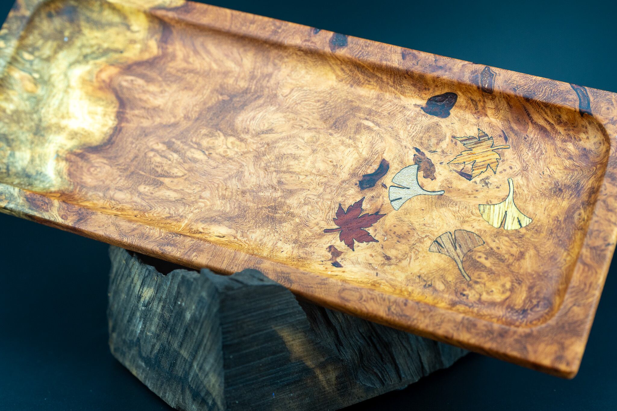 ※【杢の芸術】 アフゼリア瘤 ペントレイ 象嵌 落葉舟
