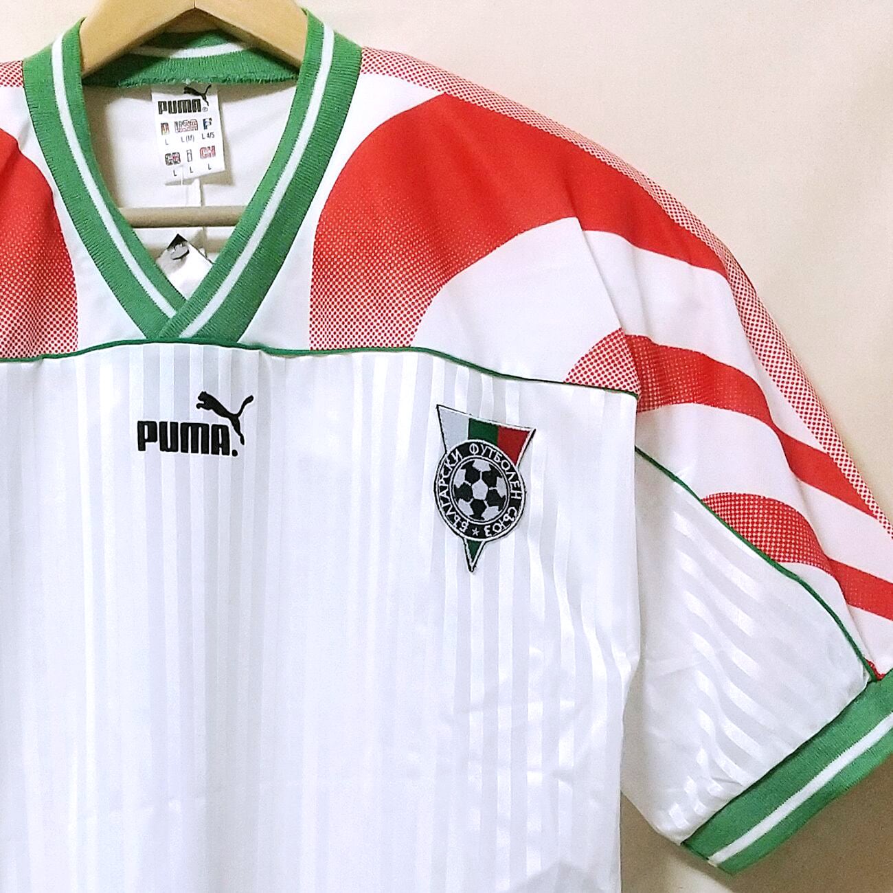 ブルガリア代表 1995 Puma ホーム半袖 ユニフォーム（インポートL）