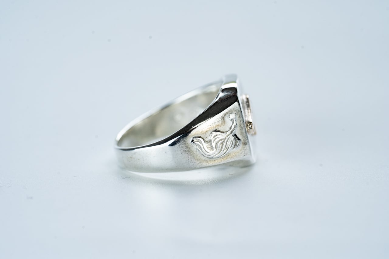 R-091 Square signet ring horsetail (K10 hose) | WAKAN SILVER SMITH