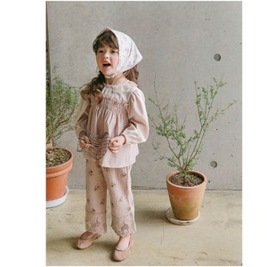 秋小花のレースカジュアルボトムス3色