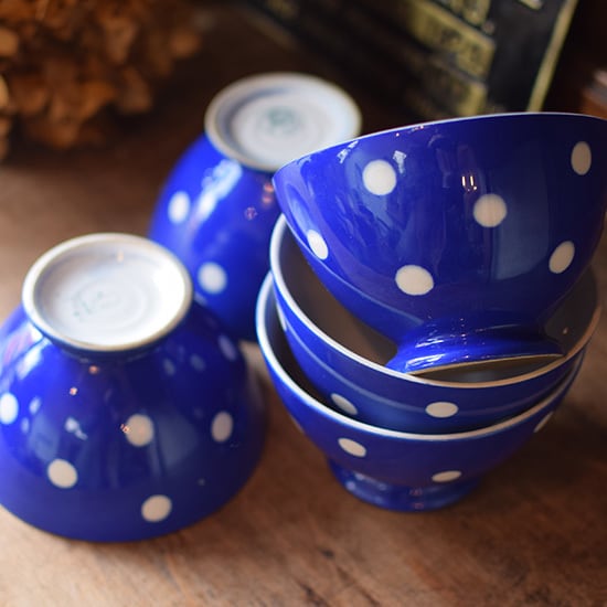 ベルギーBOCH ブルー 水玉カフェオレボウル | Brocante de La Cocotte