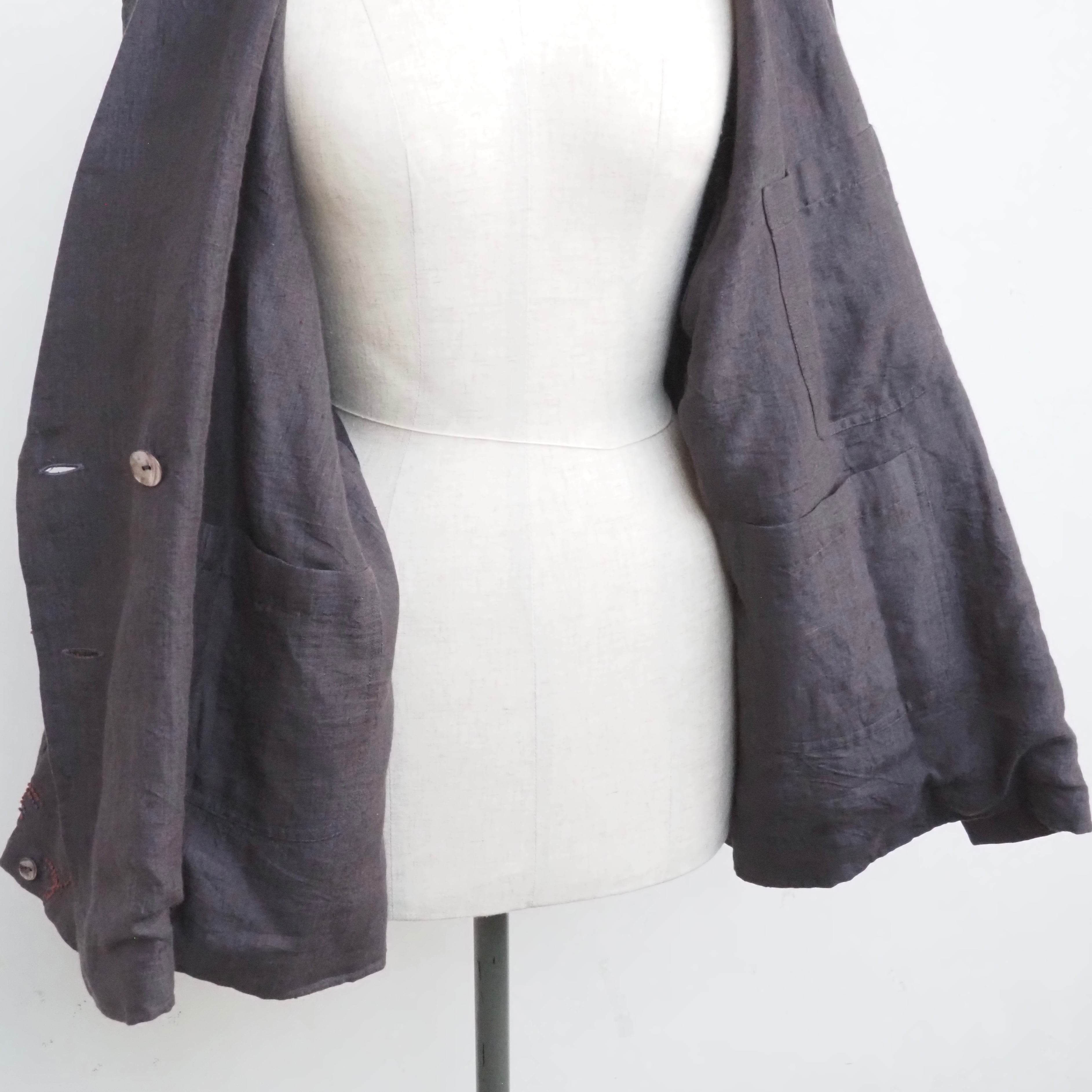 BUNON/Linen Over Jacket /オーバージャケット(black・ecru)