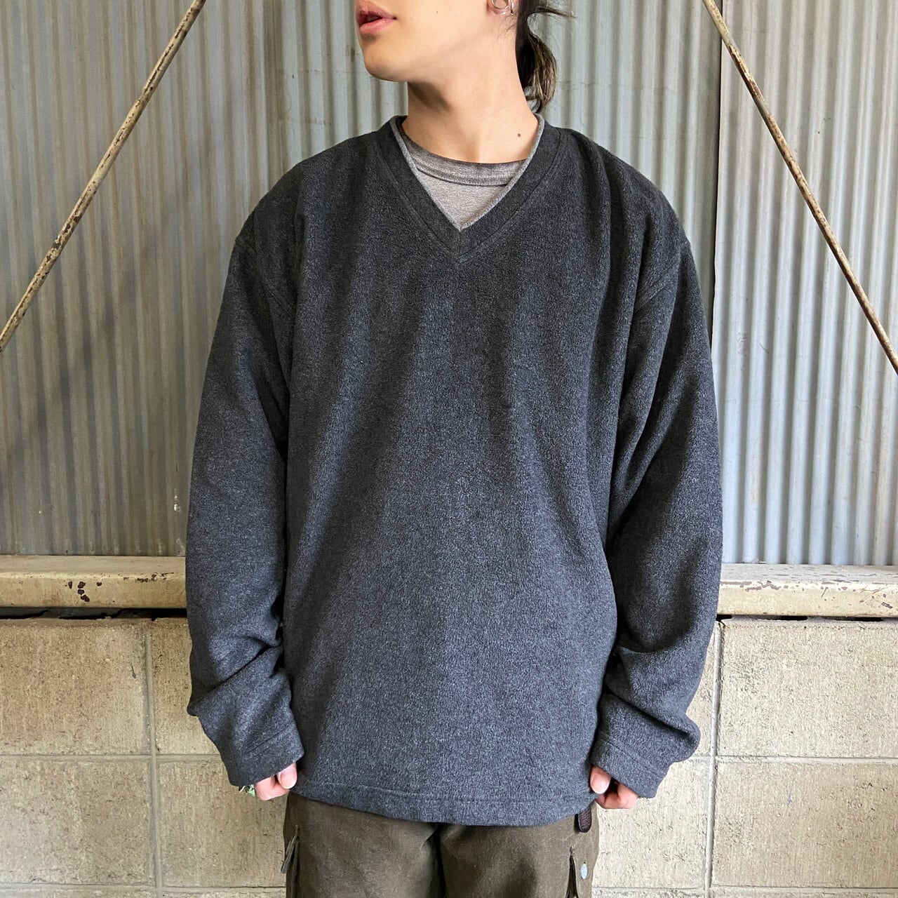 00s OLD GAP ヴィンテージ Vネック ラムウールセーター L 黒