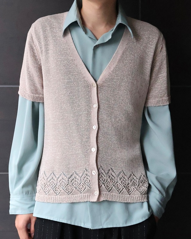 coloring sheer half sleeve cardigan