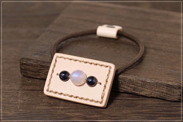 【一点物】雫 サンストーン ルース ヘアゴム ✩.*˚天然石 一点物】雫 サンストーン ルース ヘアゴム ✩.*˚天然石