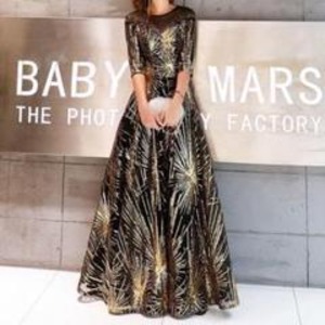 ★送料無料★ゆったり11号(L)☆チュールスパンコールのドレス(OPN2932）