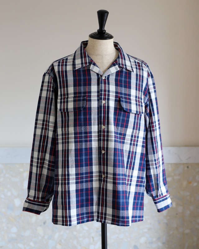【新品】MINTENS 1960s vintage cotton heavy flannel shirts made in JAPAN fabrics made in JAPAN／ 日本製  ヴィンテージ生地 コットン ヘビー フランネル オープンカラー シャツ  オリジナルブランド 1960年代シルエット ブルー サイズ①、②