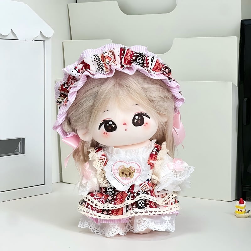 20cmぬいぐるみ用 おとぎ話風 チェック柄ワンピース+ジャンパー