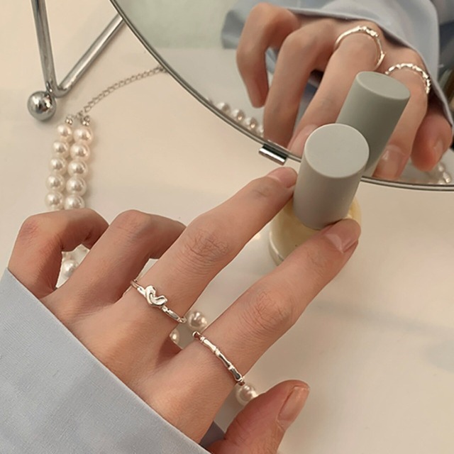 Weiwan925シルバー愛心バンブーリング 2点セット