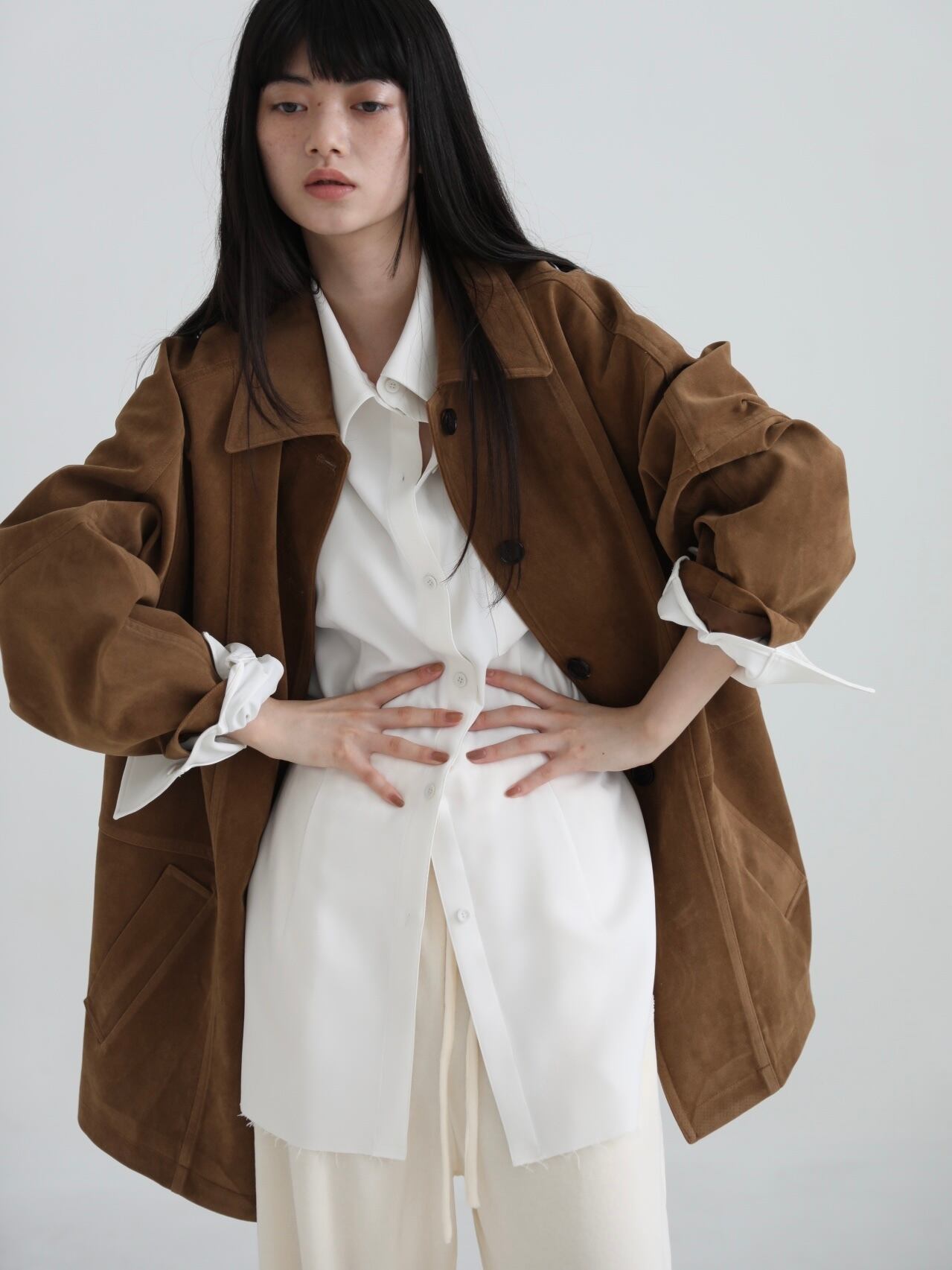 eco suede half coat | aéré