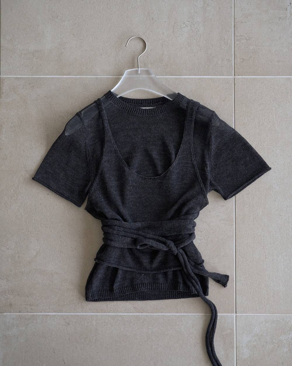 anuke(アンヌーク) Wrapcami Layered Knit | サウスオレンジ｜メンズ