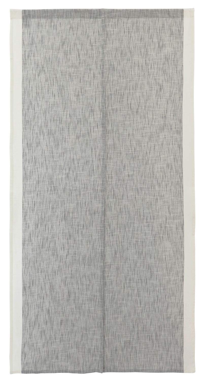 のれん ロング おしゃれ 北欧 Sunnyday Fabric スラブライン 幅85cm x 丈170cm グレー コットン100% サイドライン ツートン