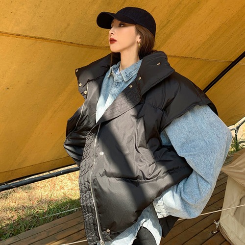 ルーズカラーレディースウィンターカジュアルブラックジャケット 冬物 ガールズファッション31344580592