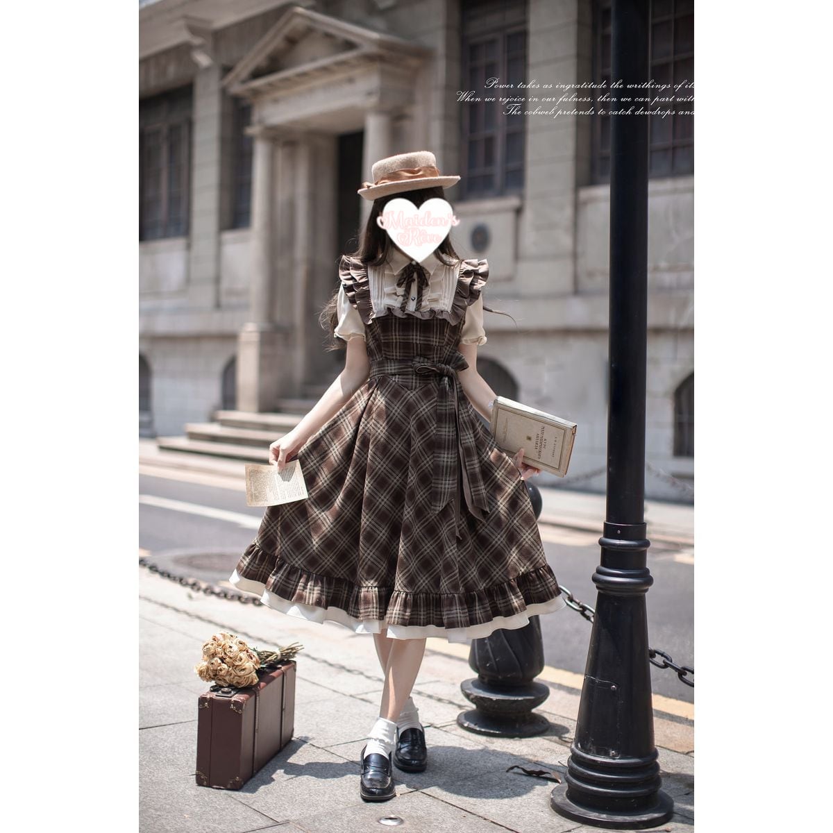 レトロブラウンウエストリボンワンピース | Maiden's Rêve