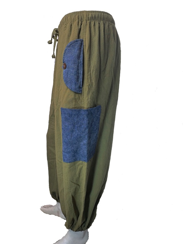 ポケット切替アラジンパンツ　TH25-PT14　カーキ