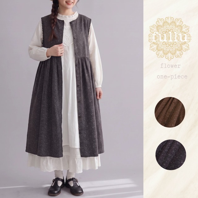 前後2WAY 小花柄ノースリーブワンピース 2color   fu1143