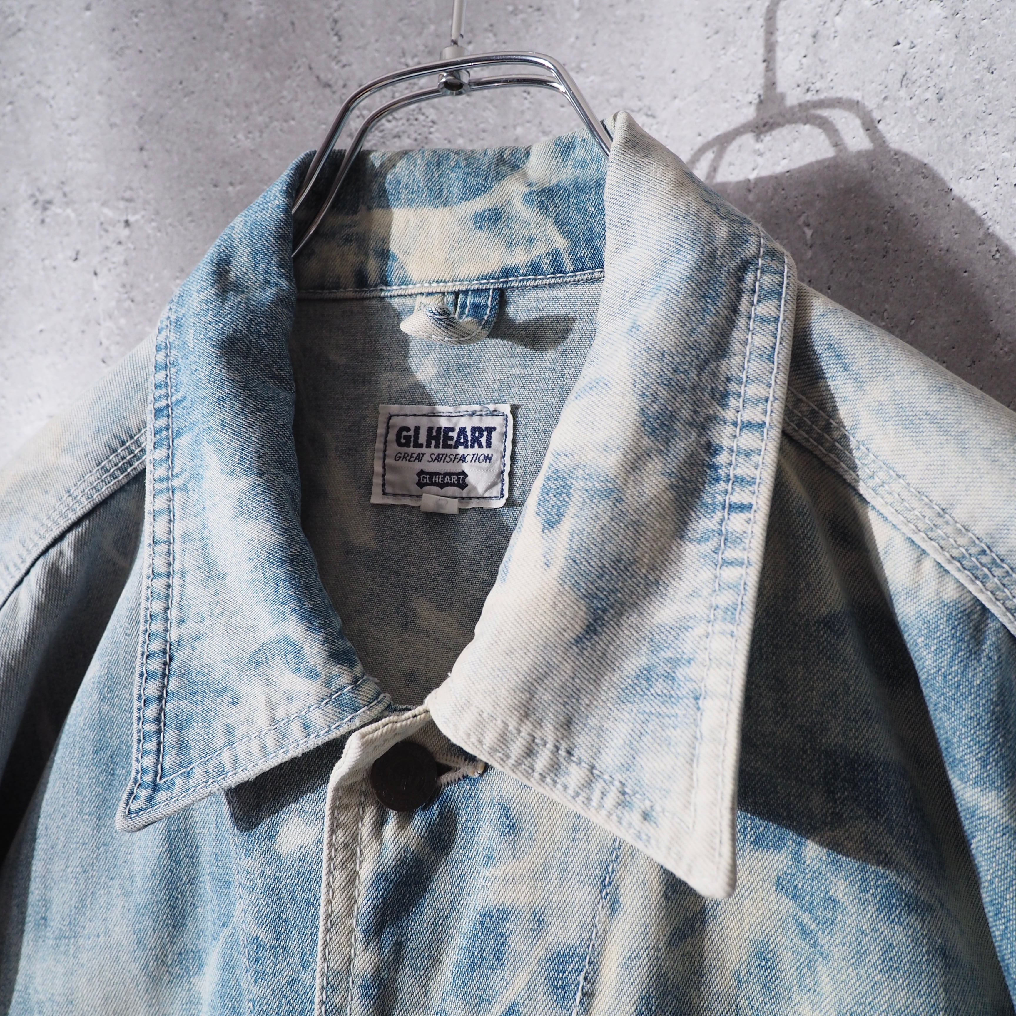 1990s " 白雷 " Bleach dyed vintage loose Denim jacket