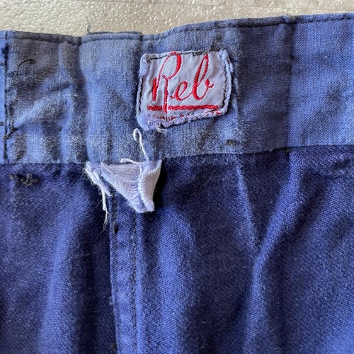 50-60s Reb フレンチワーク コットン ブルー パンツ W34 詳細写真2