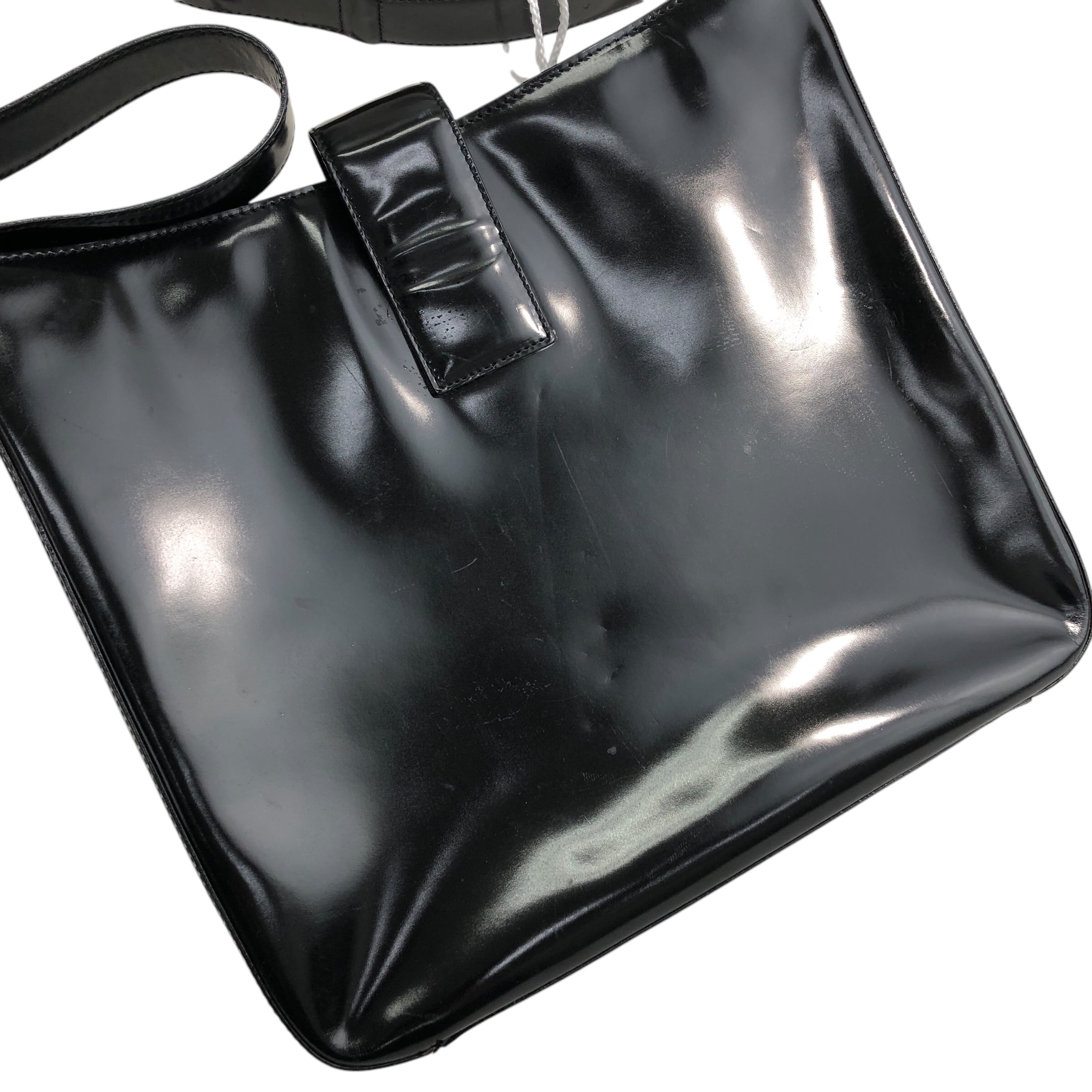 CELINE セリーヌ ショルダーバッグ ブラック ロゴ バックル エナメル