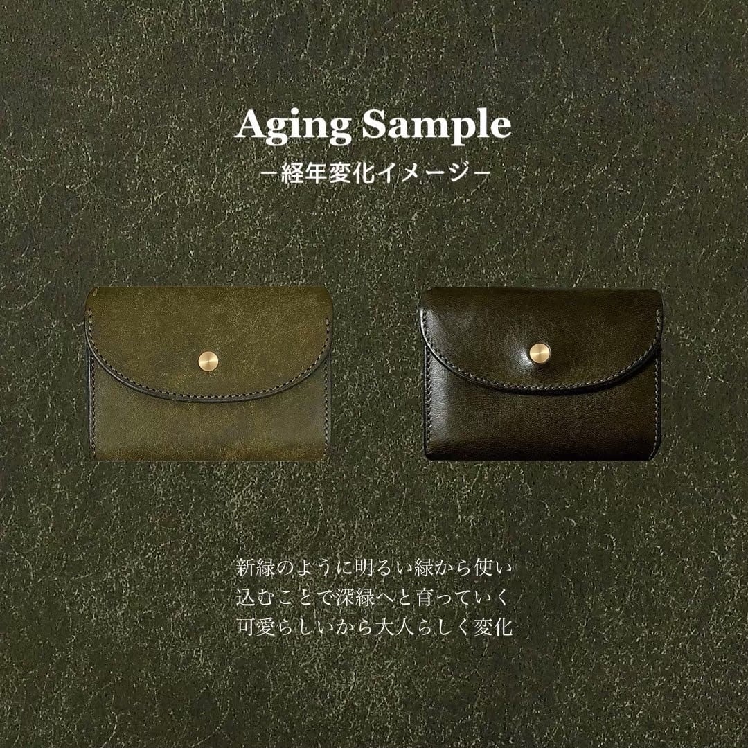 Iru×IKENOHATA GINKAWATEN】PUEBLO LEATHER COMPACT WALLET Brass