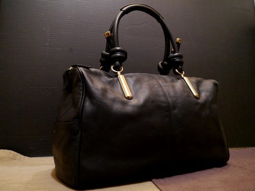 美品★Chloe クロエ ジャネット ミニボストン型 レザー バッグ 黒