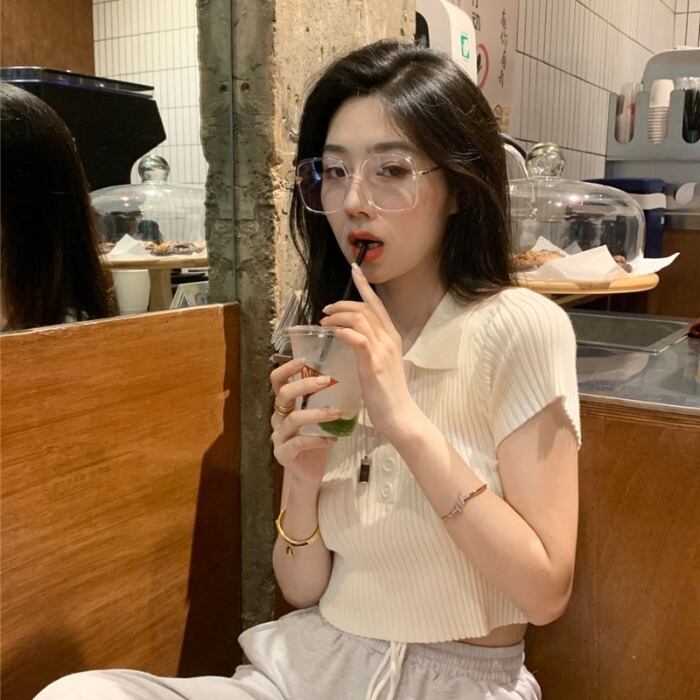 カラーセーター サマークロップドトップス スタイル 夏物 モンロー22138398422