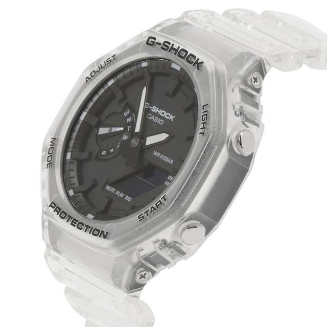 カシオ CASIO GA-2100SKE-7AER  G-SHOCK メンズ 腕時計 海外モデル 逆輸入 2100シリーズ スケルトンシリーズ  クリア/ブラック （国内品番：GA-2100SKE-7AJF）Gショック アナログ デジタル ウォッチ WATCH