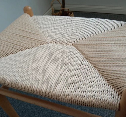 ペーパーコード編み込みスツール ウッドフレーム 天然素材 北欧風 オットマン 腰掛け ナチュラル