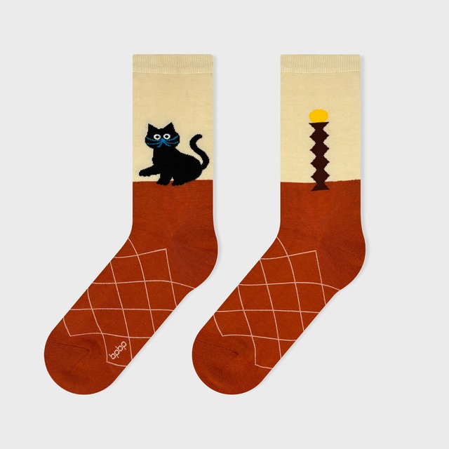 【UMAO】SOCKS  BLACK CAT HOME   家の中の黒猫 ソックス