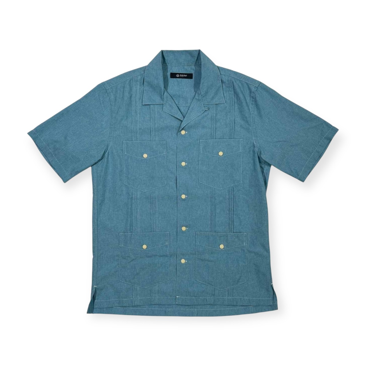 nano universe ナノユニバース 半袖 キューバ シャツ サイズ M /メンズ/水色