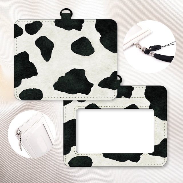 牛柄の選べるカードケース ネックストラップ付き・ボールチェーン付き パスケース 送料無料