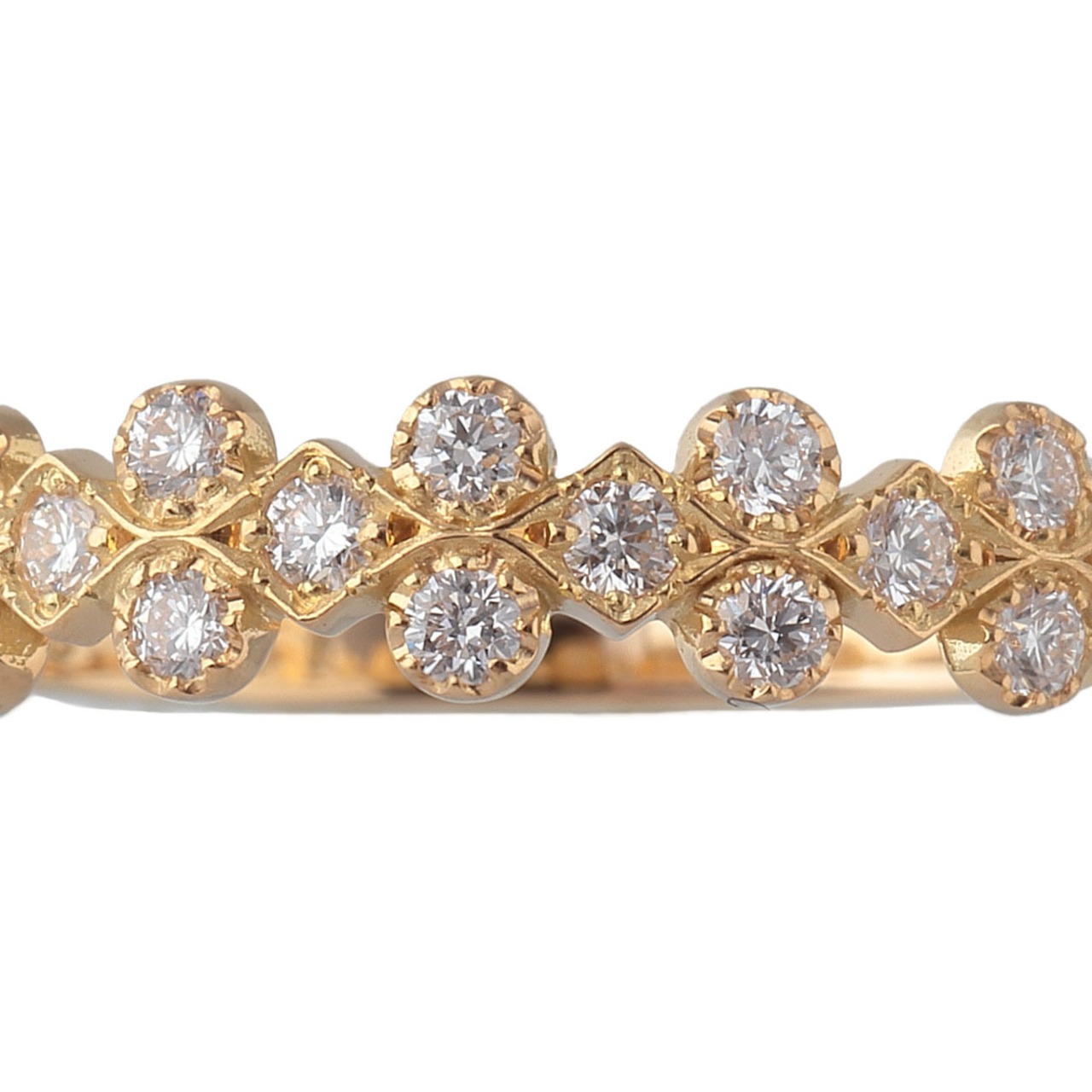 AHKAH アーカー ダイヤモンド ヘリクタイトリング 青白 K18YG 0.05ct