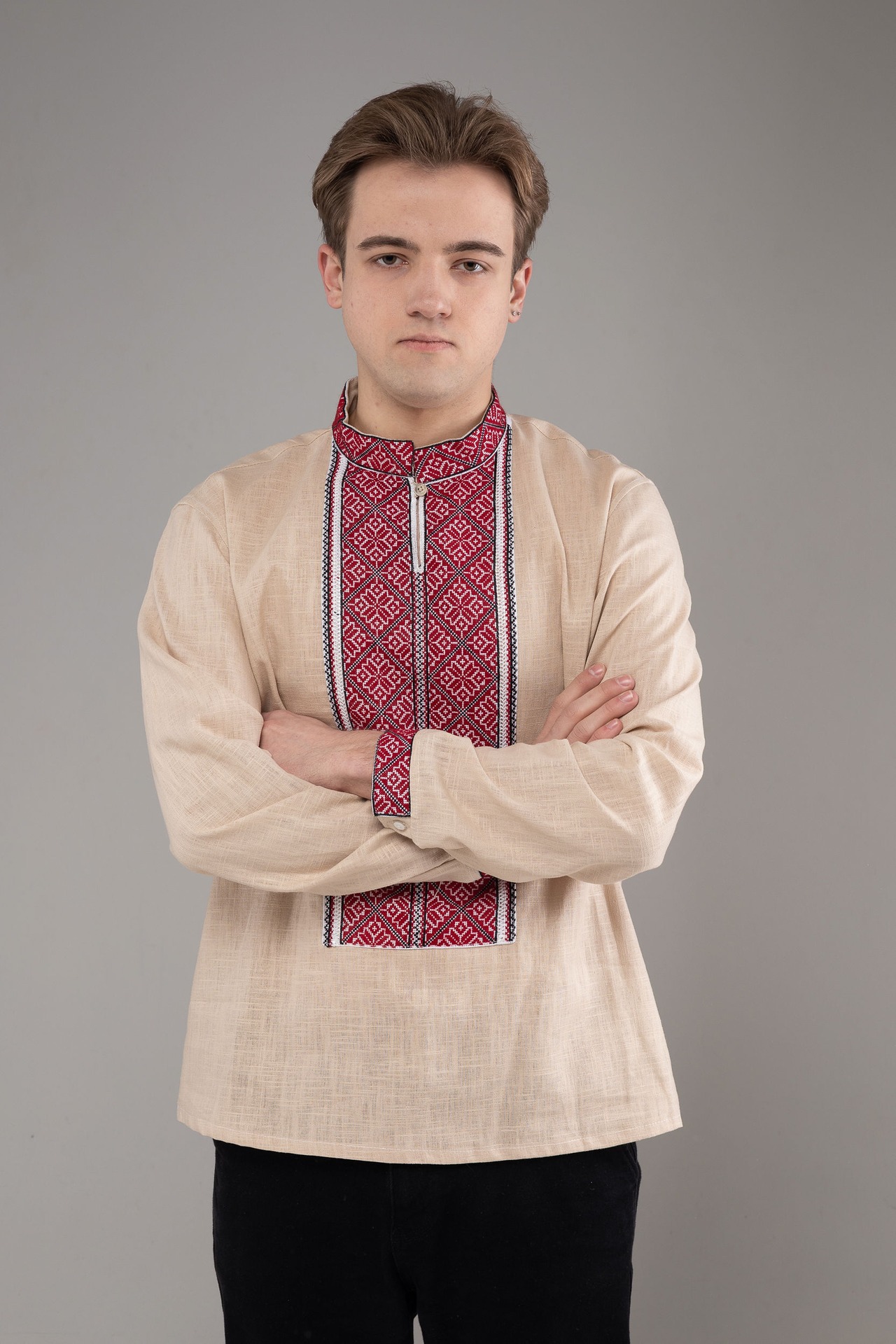 ウクライナ刺繍ヴィシヴァンカ　クロスステッチ手刺繍　Lサイズ　メンズ - 2