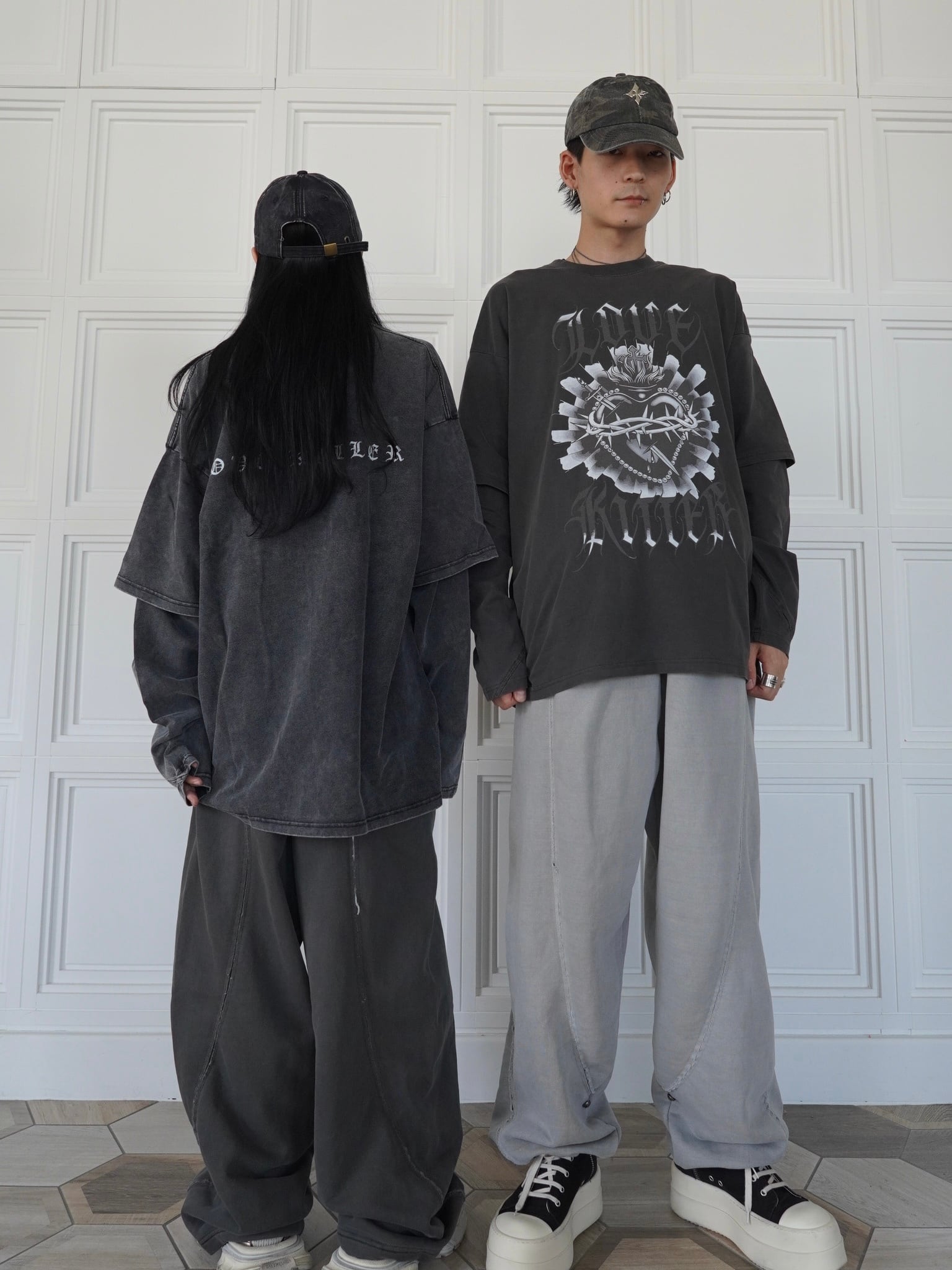 LOVE KILLER】Killer heart barbed wire layered Long T | OVERTURE