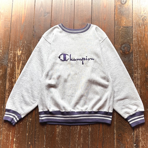 90's Champion - Reverse Weave - Big Logo Embroidery Rib Line〈 PURPLE 〉 / Size MEDIUM