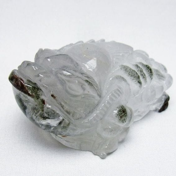 水晶 手彫り-卓上置物-キンセン-金蟾 ガーデンクォーツ 一点物 154-101