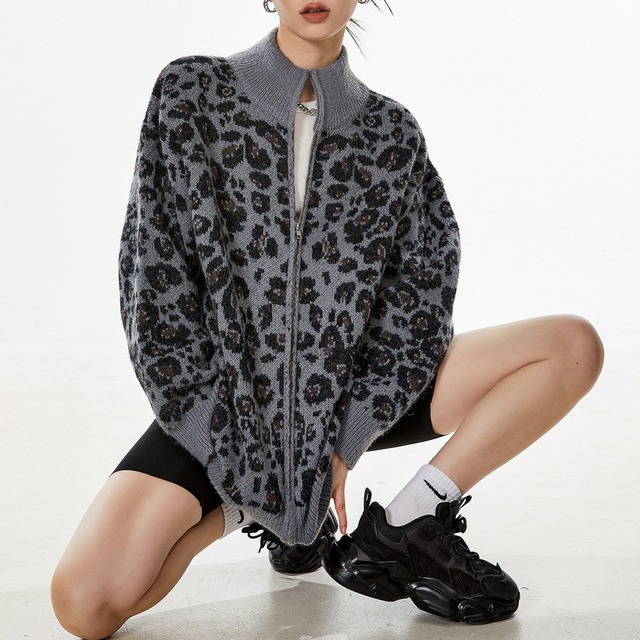 leopard knit cardigan　レオパードニットカーディガン　J0498