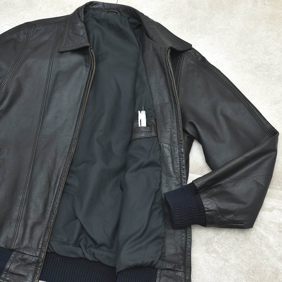 Vtg black leather single jacket | 古着屋 grin days memory Vtg black leather single jacket | 古着屋 grin days memory