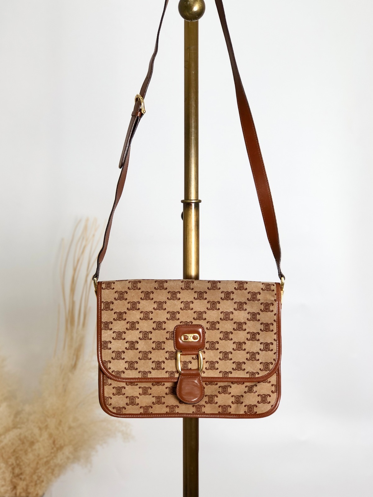 CELINE セリーヌ マカダム ショルダーバッグ ブラウン ブラゾン 